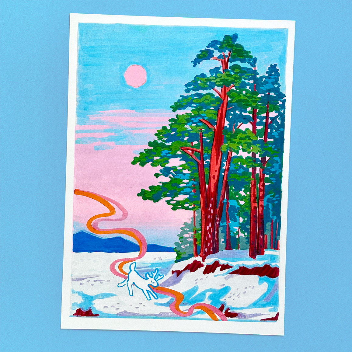 A5 Art Print | Snow Deer