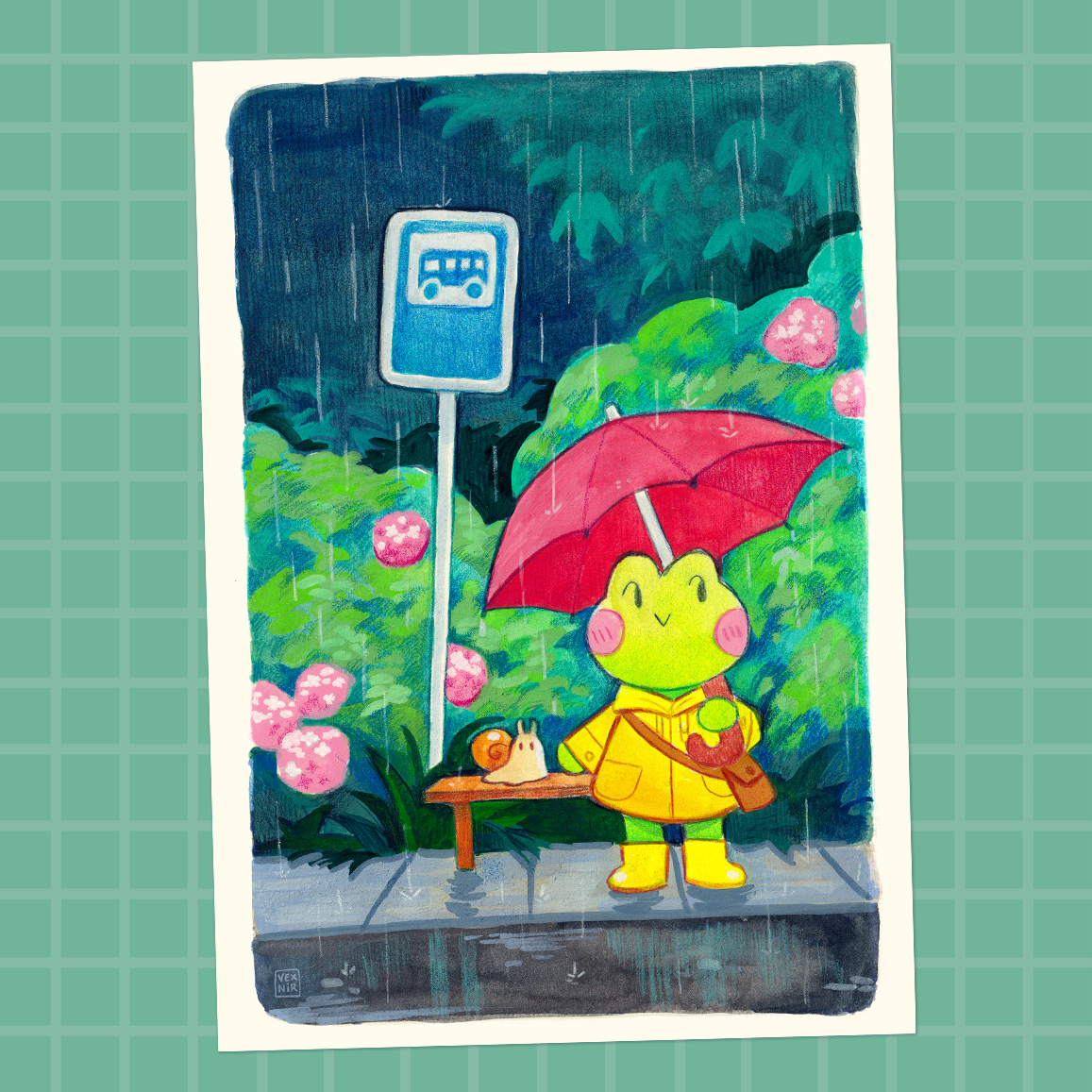 A5 Art Print | Friends in the Rain