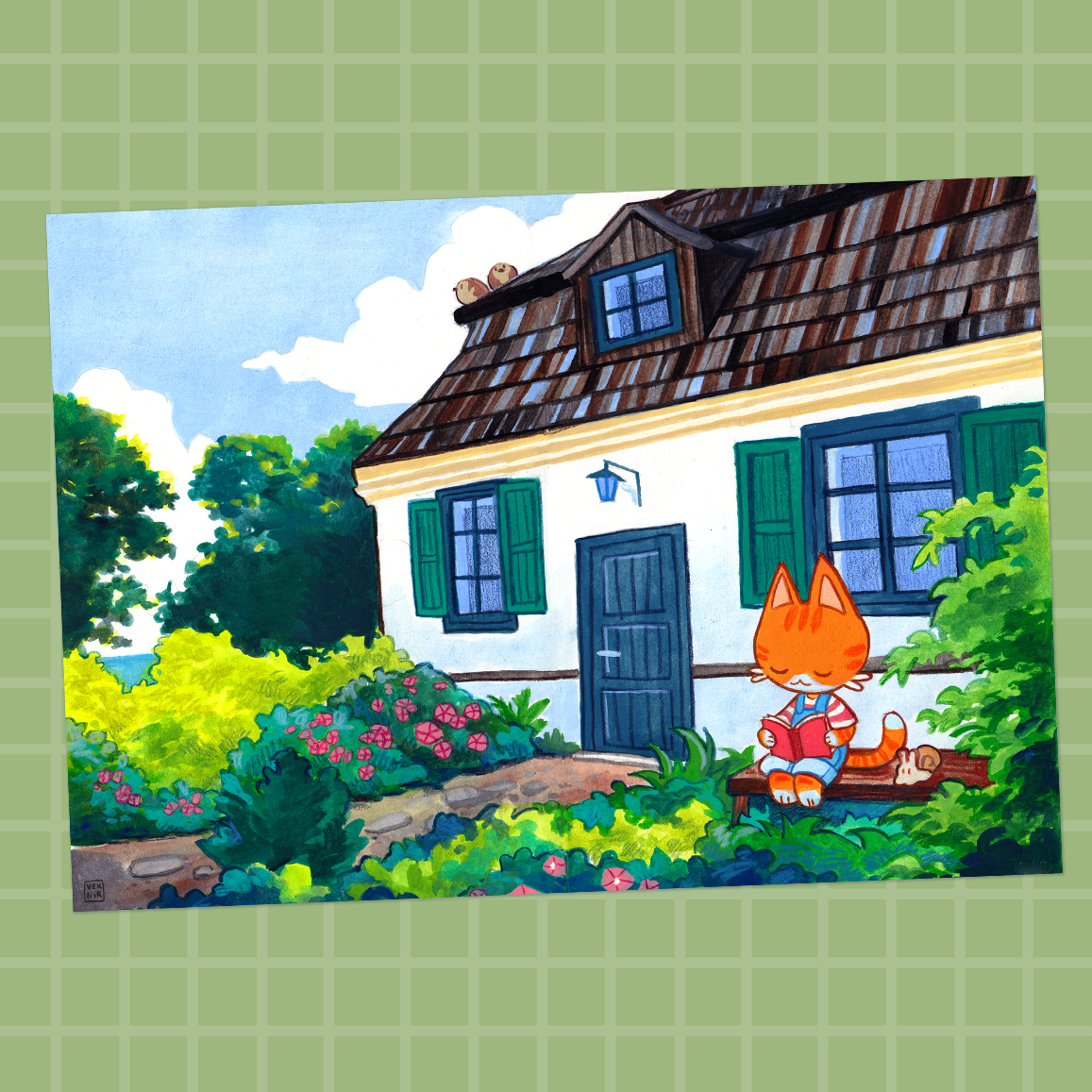 A5 Art Print | Relaxing with a Book