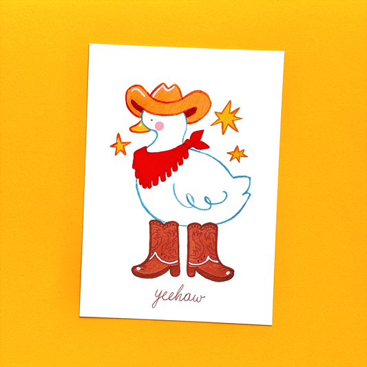 Postcard / A6 Print | Cowboy Duck