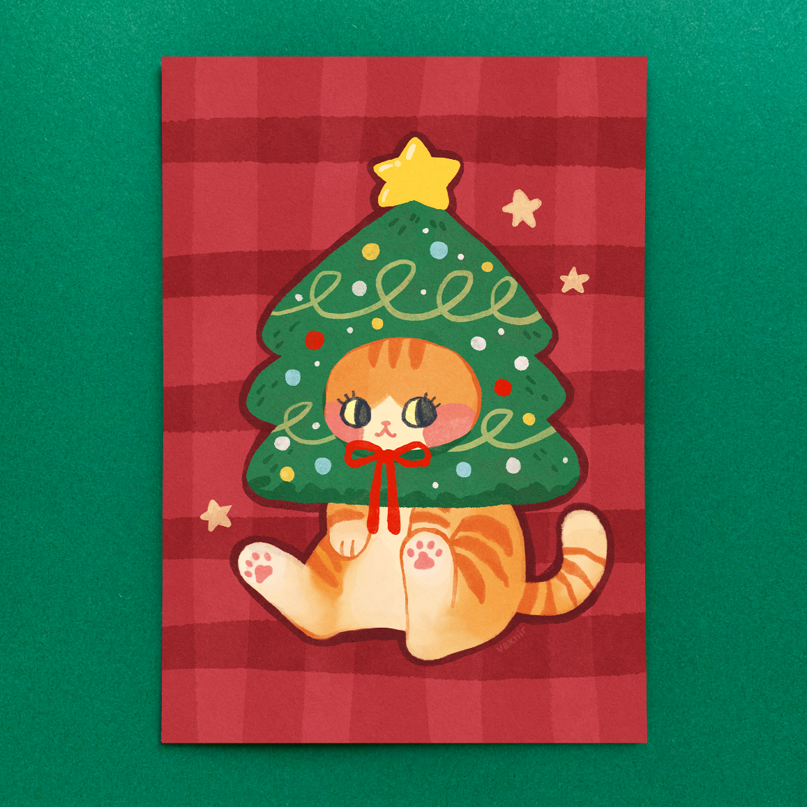 Postcard / A6 Print | Festive Kitty