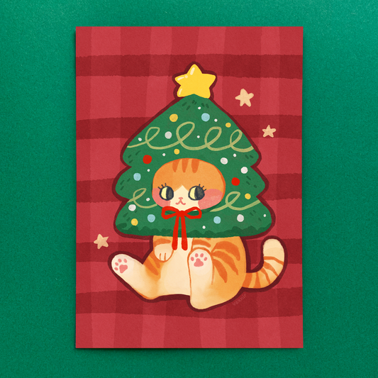 Postcard / A6 Print | Festive Kitty
