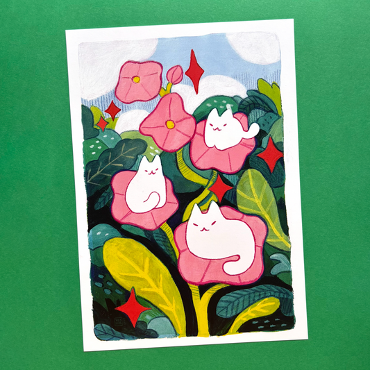 A5 Art Print | Cat Blossoms
