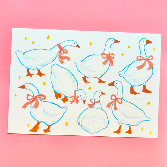 A5 Art Print | Cute Little Geese