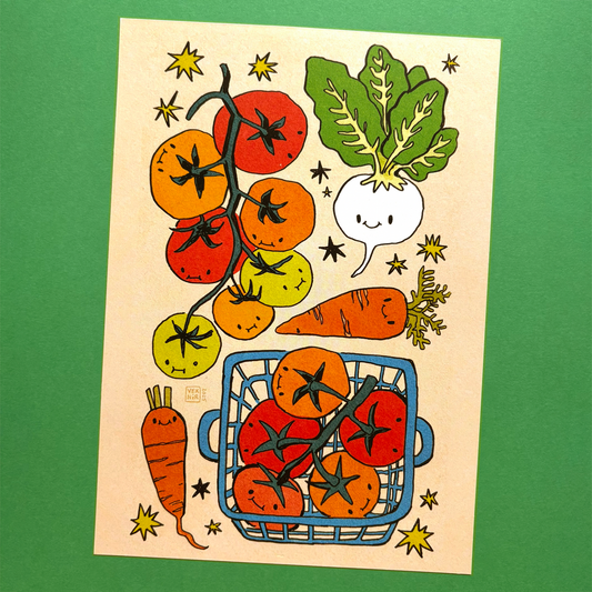 A5 Art Print | Happy Veggies