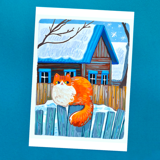 A5 Art Print | Fuzzy Snow Orange