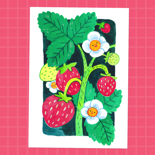 A5 Art Print | Cheerful Strawberry