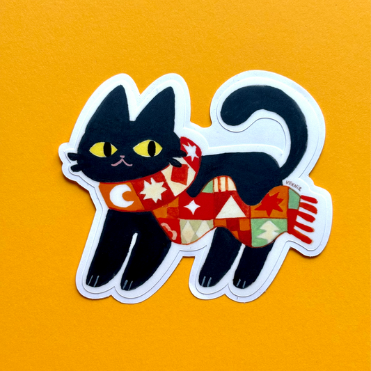 Vinyl Sticker | Cozy Scarf Cat